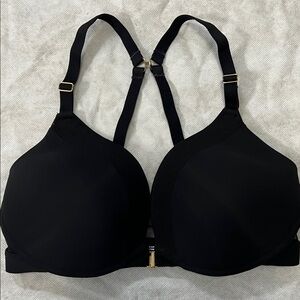 LIVELY The Mesh Trim No Wire Bra Gold Trim Lightly Lined Front Closure Size 36D